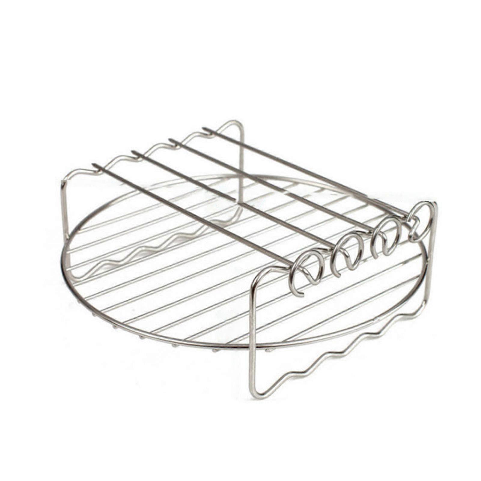 Air Fryer Double Layer Grill 4-Pin/5-Pin Round BBQ Bowl with Skewer Stainless Steel Bracket Multifunctional Towel Rack Accessories