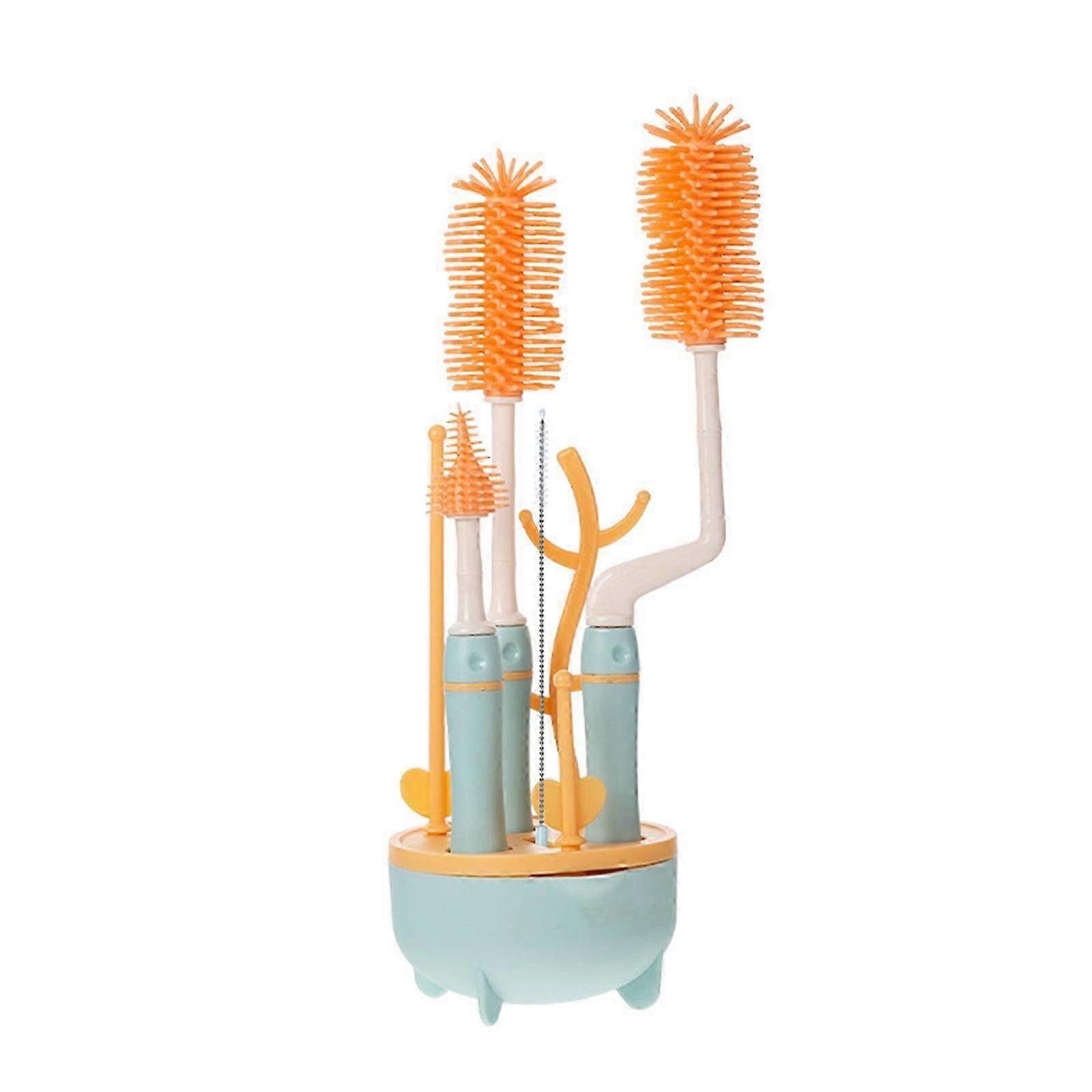 360-Degree Rotating Bottle Brush Set for Baby Bottles - Effective Cleaning Tool with Flexible Bristles for Easy Access