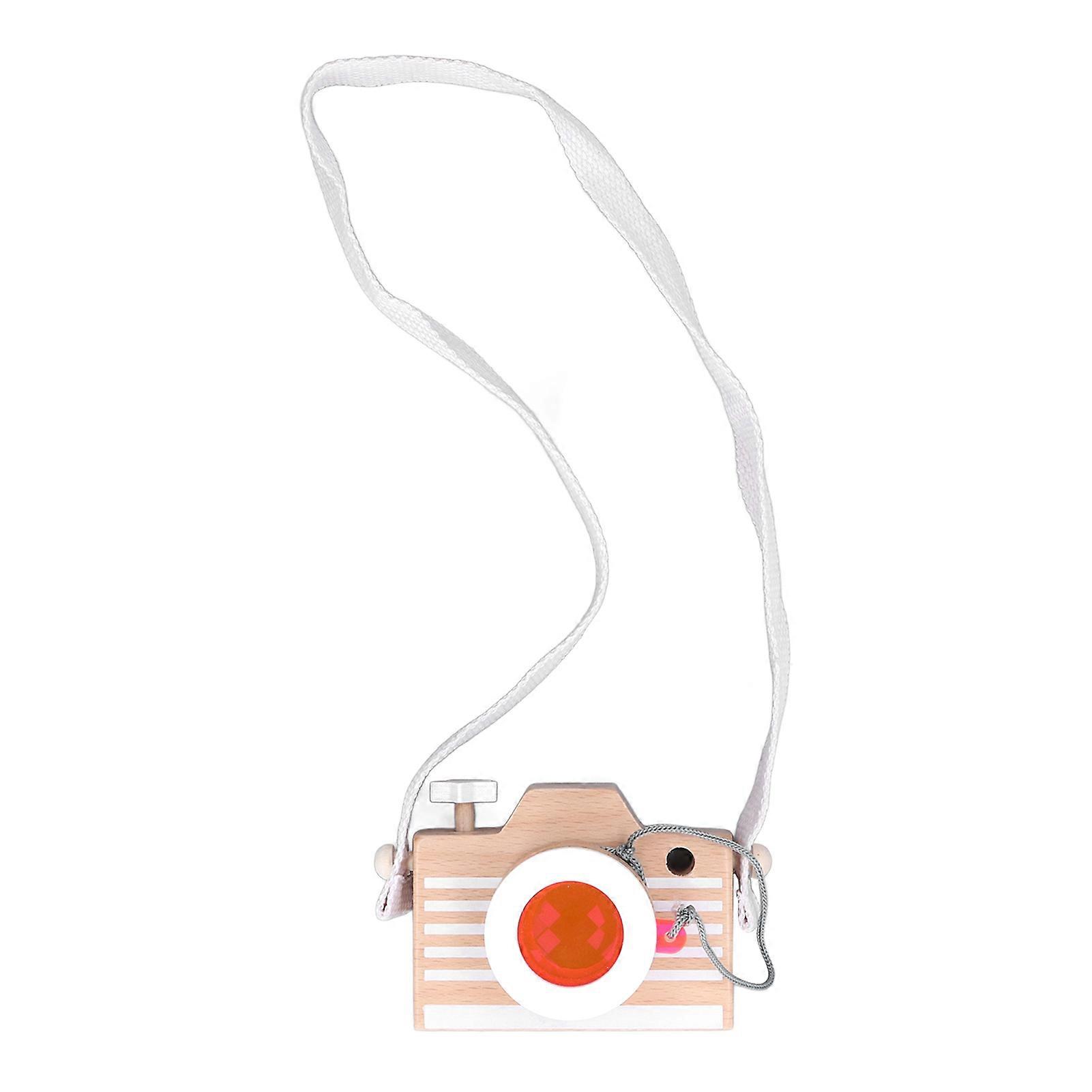 Wooden Camera Toy Educational Portable Innovative Basswood Kaleidoscope Camera for Children Toddlers Orange