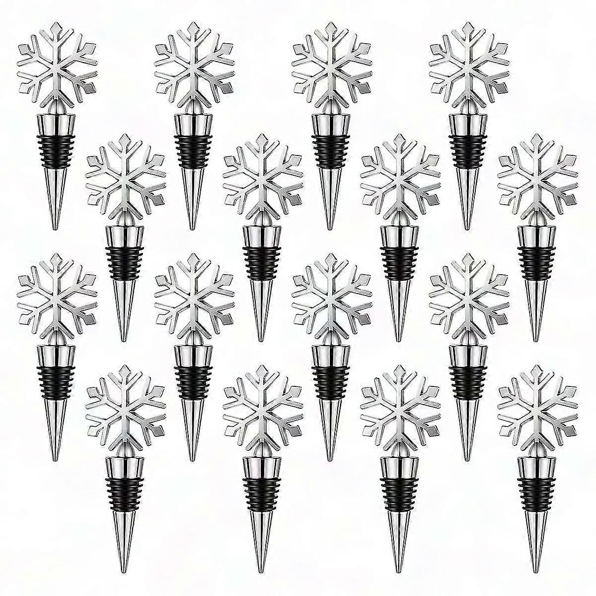 16 Pcs Snowflake Wine Bottle Stoppers - Reusable Beverage Stoppers for Wine Bottles