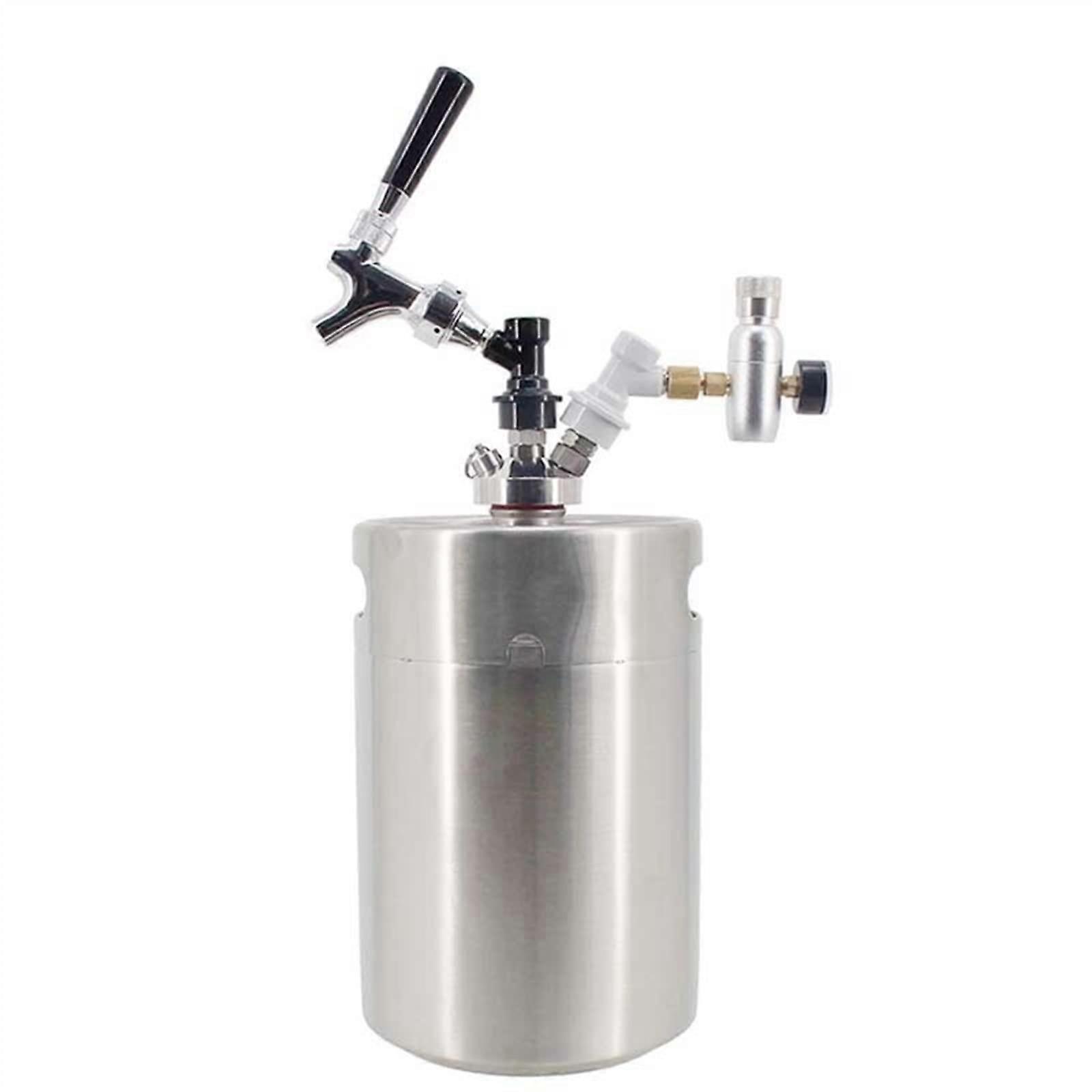 Home Brewing System Beer Barrel 5L Mini Beer Barrel Growler for Craft Beer Ball Lock Dispenser System with Spout Regulator (Blue)