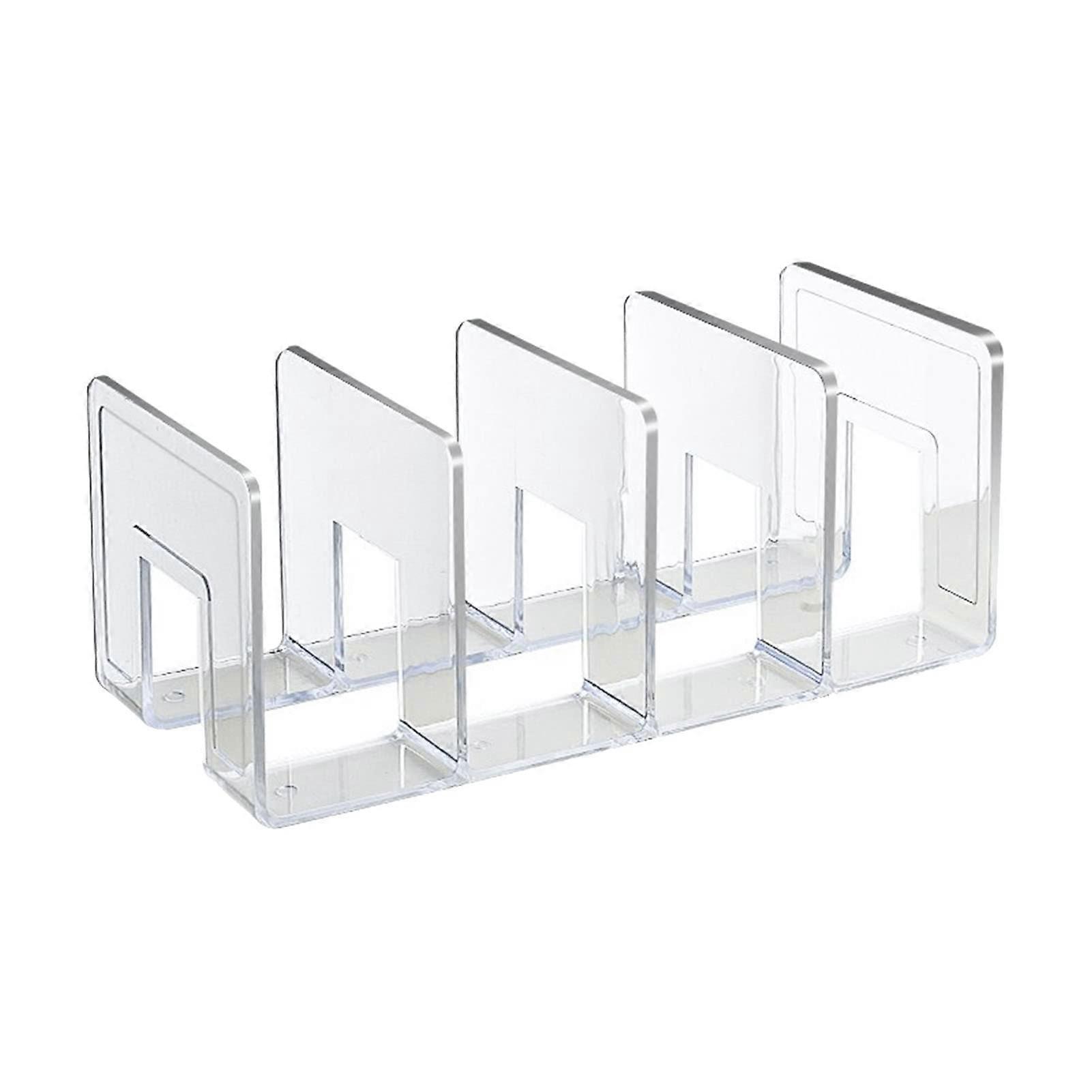 Desk Bookends, 4 Compartments, Transparent Color, Simple Style, Acrylic Bookshelf Holder for Desk Document Organizer in Office, Classroom