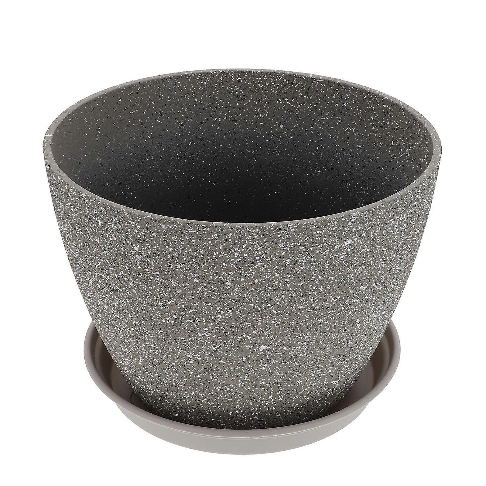 Rustic Planter Durable Flower Pot for Garden Use 7.7X7.7X5.5in Light Grey Resin Material Indoor and Outdoor Use 1 Set