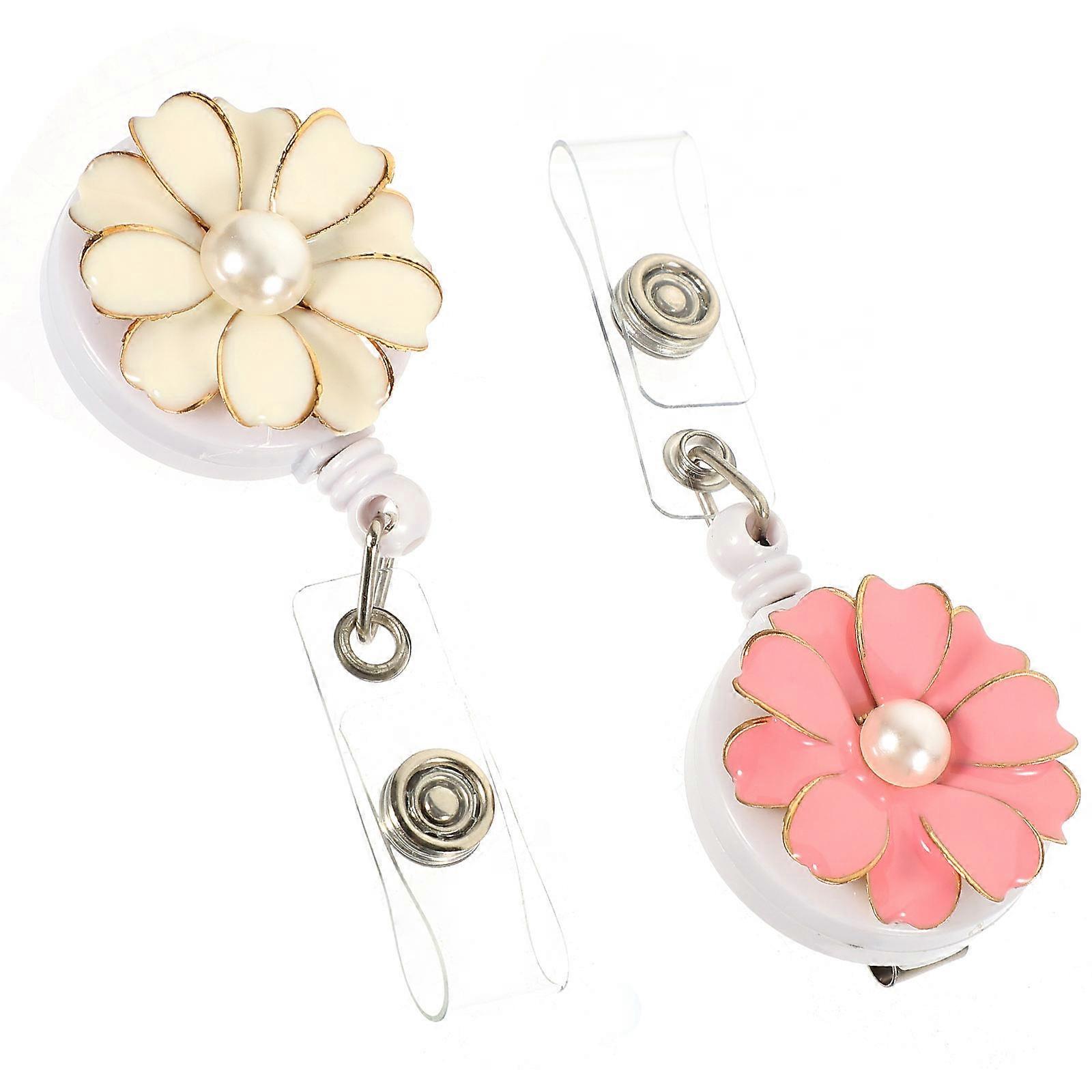 Cute Badge Reel Holder with Retractable Design for Nurses Assorted Color Portable Cards Accessory 2 Pieces