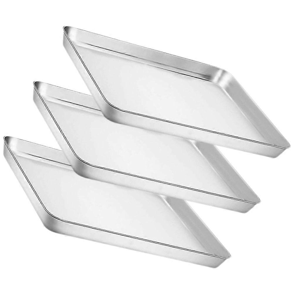 Stainless Steel Baking Tray Set For Barbecues Picnics And Family Gatherings With Smooth Surface 3Pcs