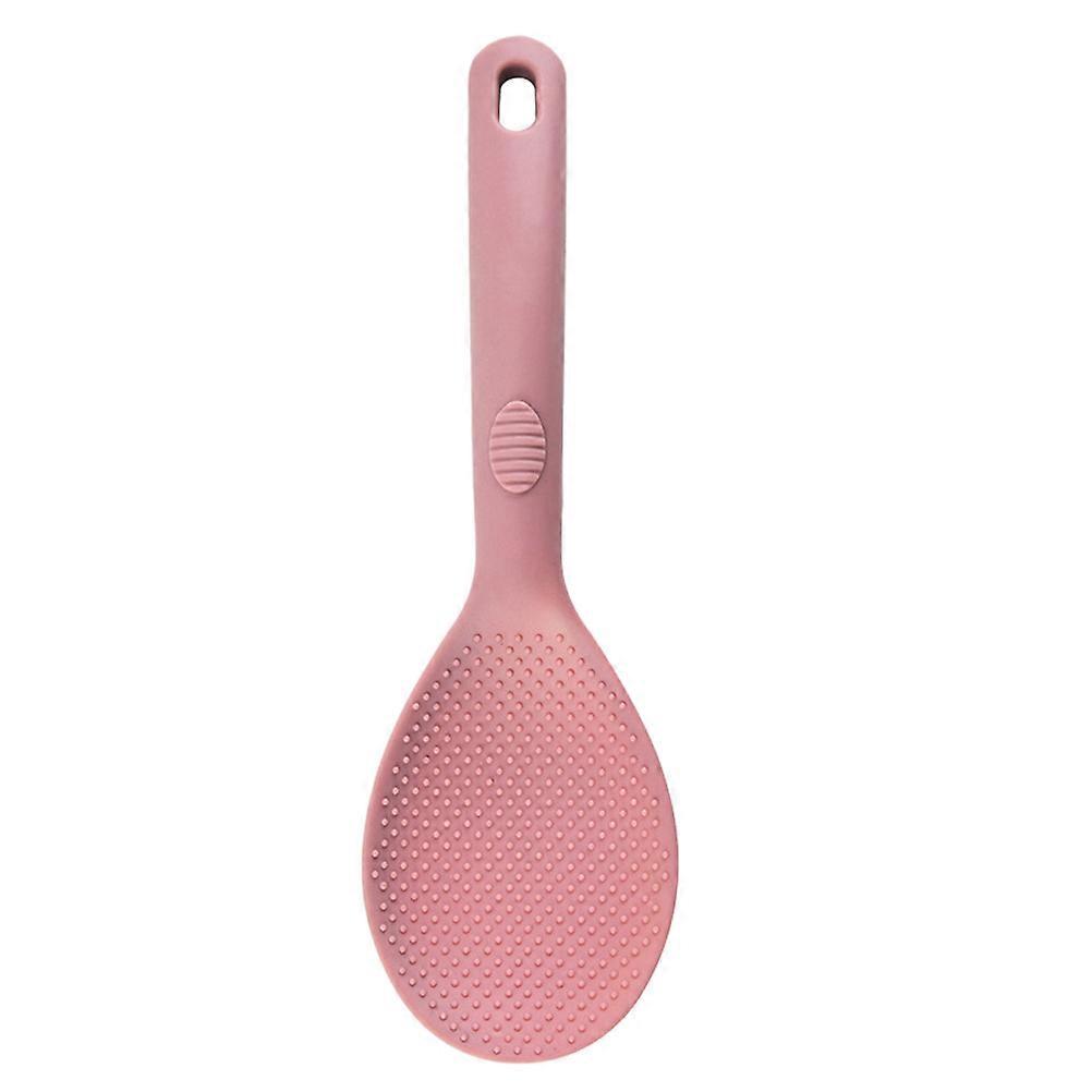 Silicone Rice Paddle Spoon For Cooking Enthusiasts Daily Cooking 24.2X7.4CM Pink Anti Skid Handle 1Pc