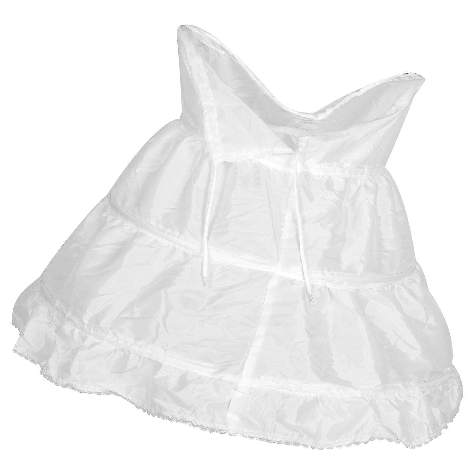 White Cloth Petticoat for Girls Lightweight Comfortable Wedding Flower Girl Dress Underwear Skirt 6 Layers