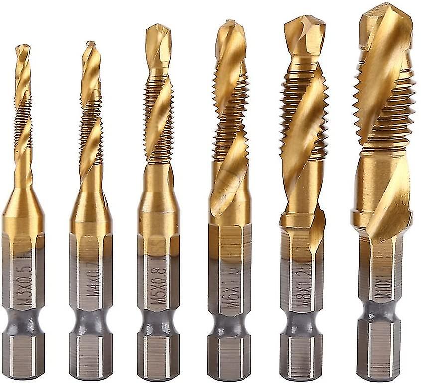 Pxcl Compound Tap With Hexagonal Shank (4341 Titanium Plated Short Section [set Of 6 Pieces]