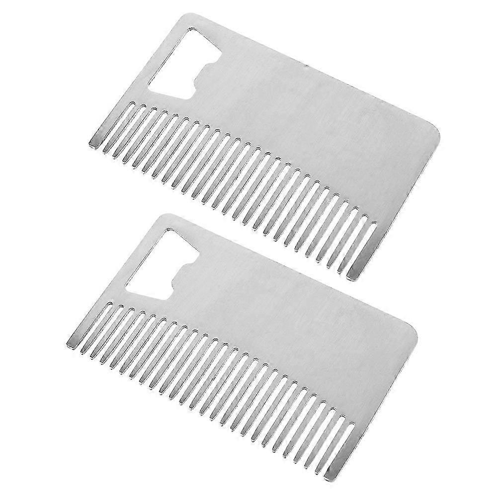 Mens Comb Metal Fine Tooth Styling Tool For Wallet And Purse Multifunctional Design Rectangular Shape Outdoor Picnics 2Pcs