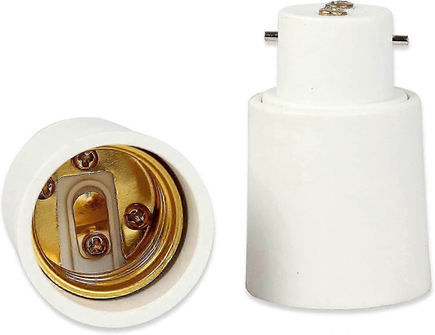 Pack of 2 B22 to E27 Socket Adapter - Converts Bayonet Bulb Bases to Screw.