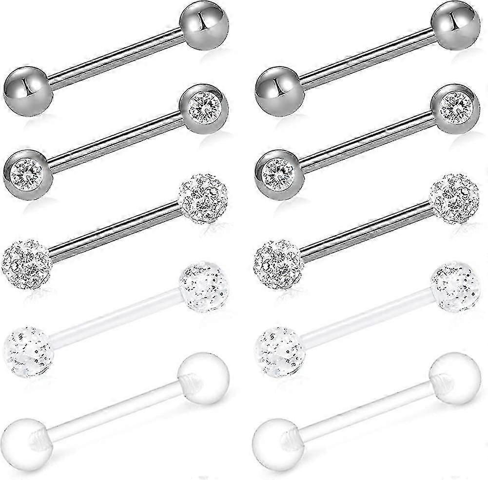 Ensemble De 10 Piercings De Langue En Acier Inoxydable Paillettes Langue Piercing Cadeau