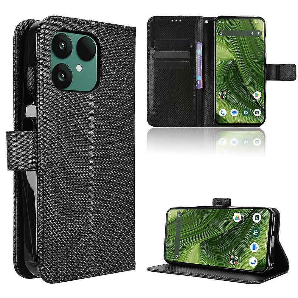 Compatible For Fairphone 6 Leather Wallet Case with Strap Diamond Texture Phone Cover