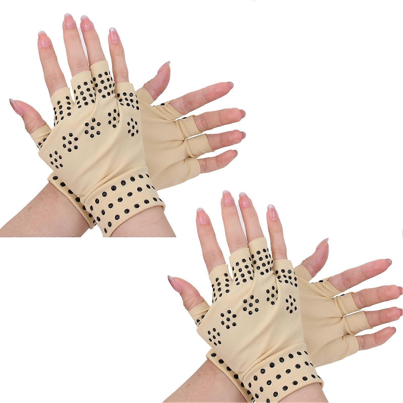 Magnetic Arthritis Gloves – 2 Pairs Fingerless Compression Gloves for Women