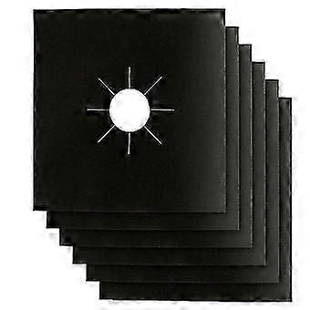 6x Reusable Non-Stick Black Gas Range Burner Covers Protector Liner