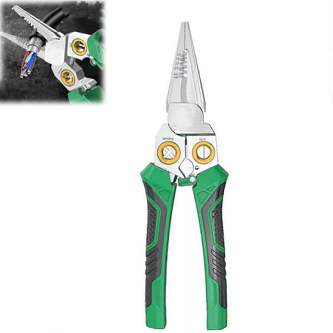 8-in-1 Electrician Pliers with Voltage Tester, Multifunction Wire Stripper, Crimper, Wire Cutter Tool for Electrical Work