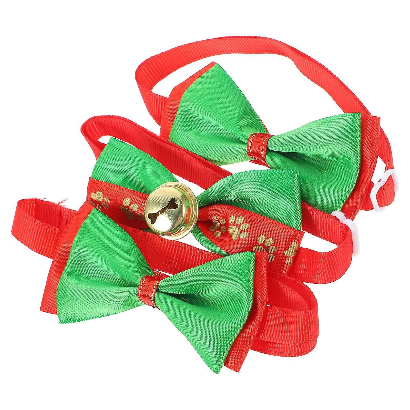 Dog Collar with Bow Bow Shape Pet Sports Green Adjustable 3Pcs