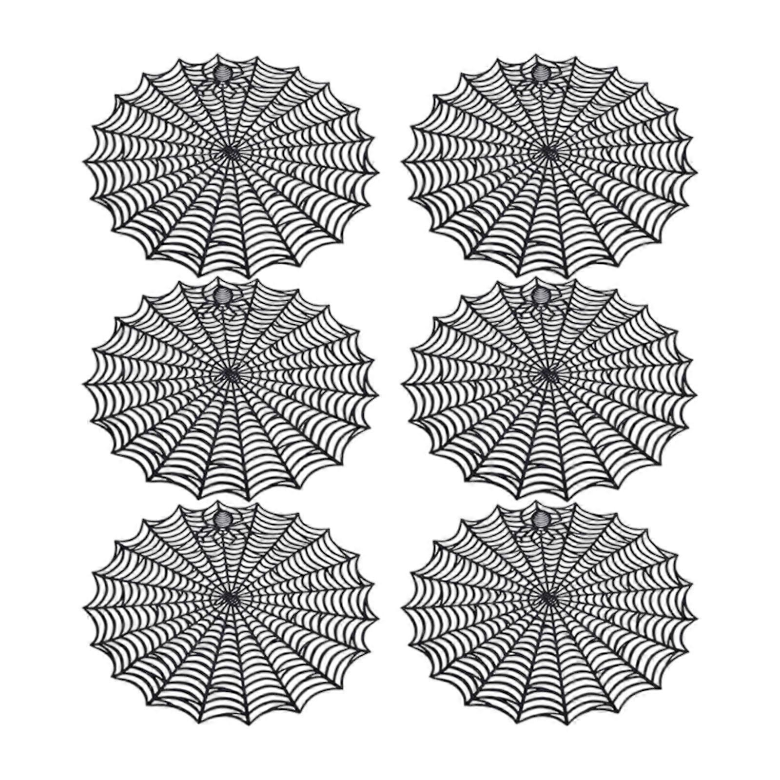 Ghostly Web Print PVC Placemats Easy Cleaning Fronts Halloween Kitchens Decorations For Festival Gatherings And Event Multicolor