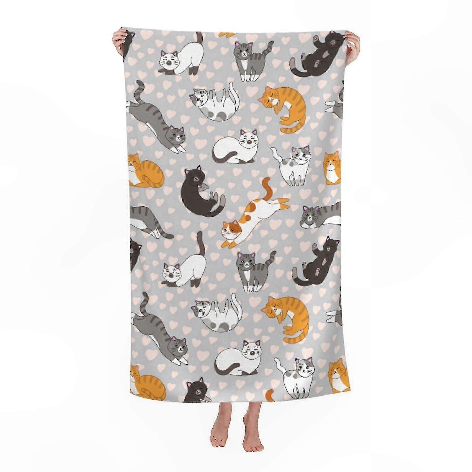 Kitten-Themed Beach Towel for Pool and Beach Use
