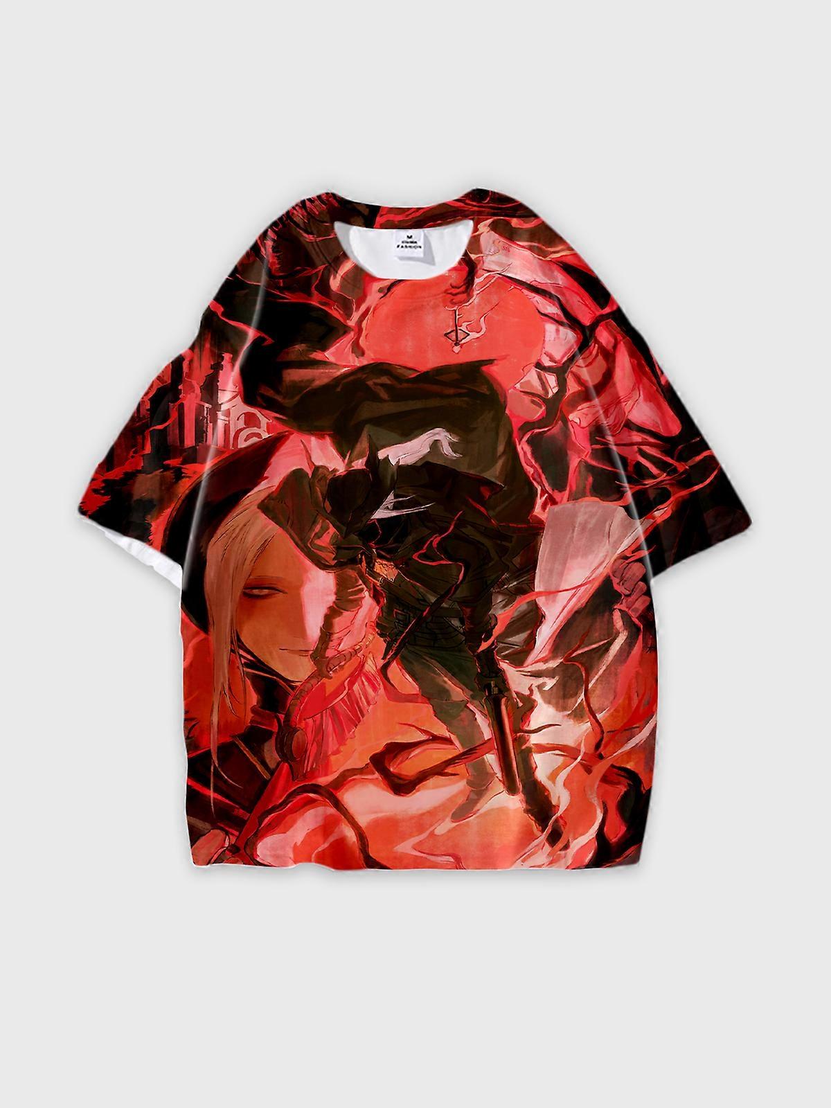 T-Shirt Short Sleeve Round Neck, Summer Casual Loose Graphic Tee, Unisex Pattern U2547