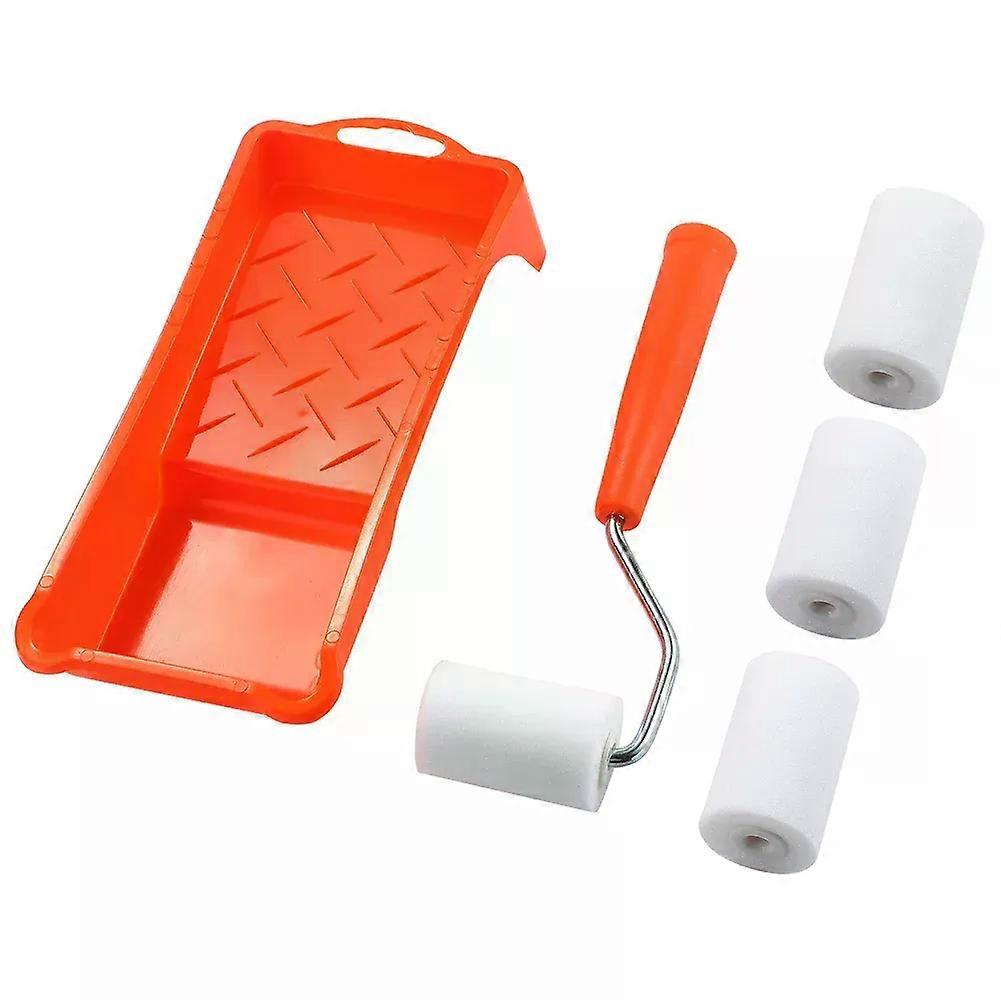 1set Paint Roller Set 2inch Mini Foam Paint Roller With Handle And Trays High Density Foam Roller Roller Painting Decorating Kit