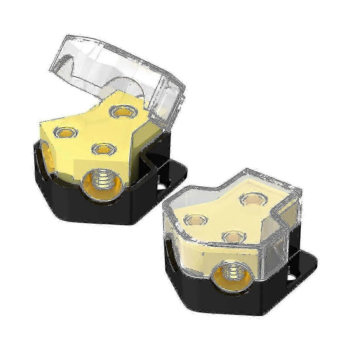 12v Power Distribution Block Car Audio Splitter 2 Way 0/2/4 Gauge In 4/6/8 Gauge Out Ground Distrib-FCY