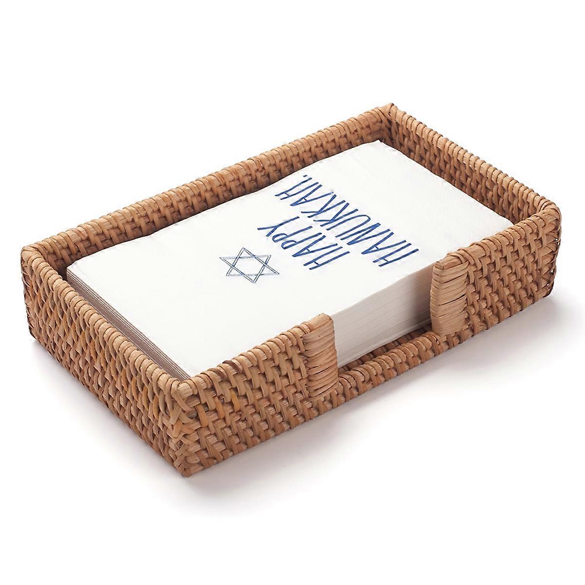 Rattan Napkin Holder Rectangular, Wicker Napkin Basket for Kitchen, Woven Napkin Holders for Tables