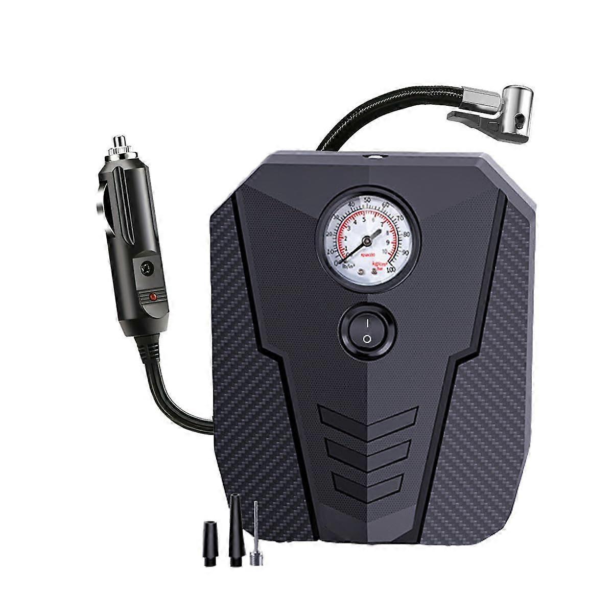 Tire Inflator Portable Car Air Compressor,12V Electric Car Air Pump with Analog Display 100 psi Dial Gauge Inflator with Adaptors for Bicycles, Trucks