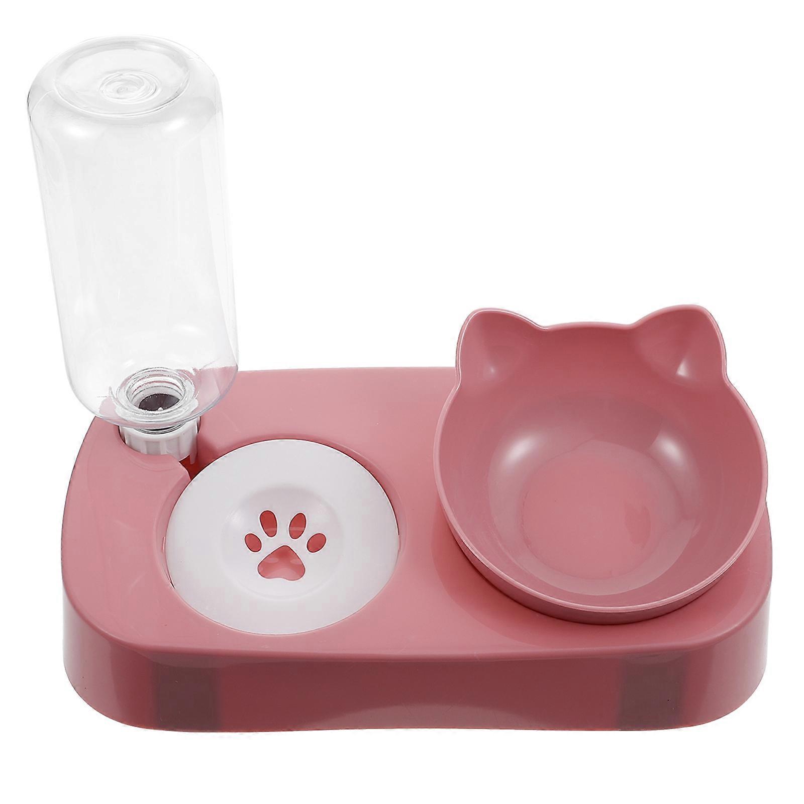 Cat Bowl with Water Dispenser Animal Water Dispenser Self-cleaning Round Tilted Design PP 27x15x24cm 1Set