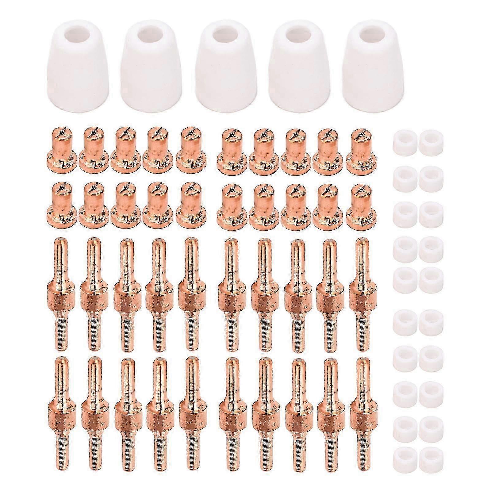 65PCS Plasma Torch Consumables Red Copper PTFE Electrode Nozzles Cups Kit for TIG Welding
