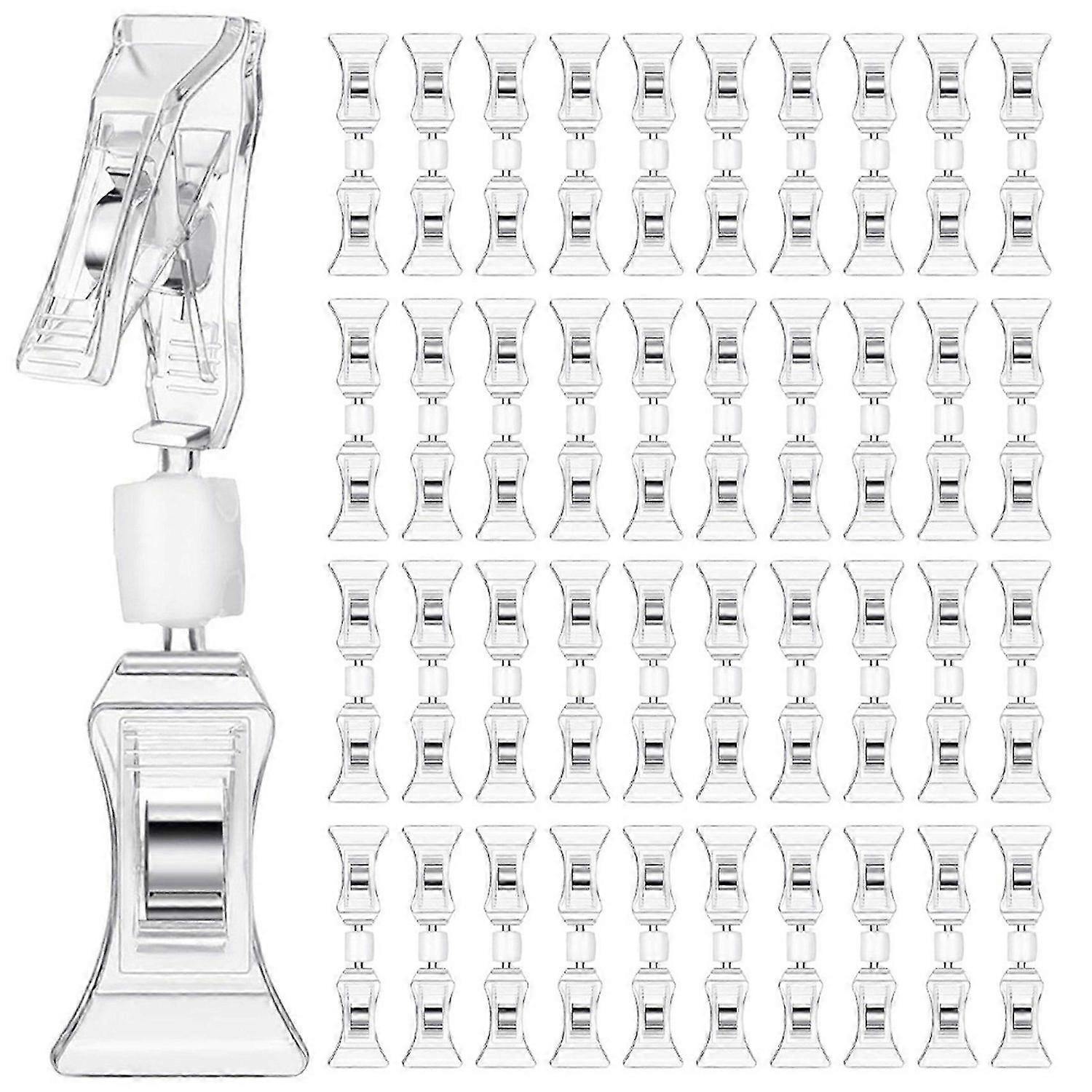 50 Pcs Double Sided Sign Clips Sign Display Mini Clip Clear Rotatable
