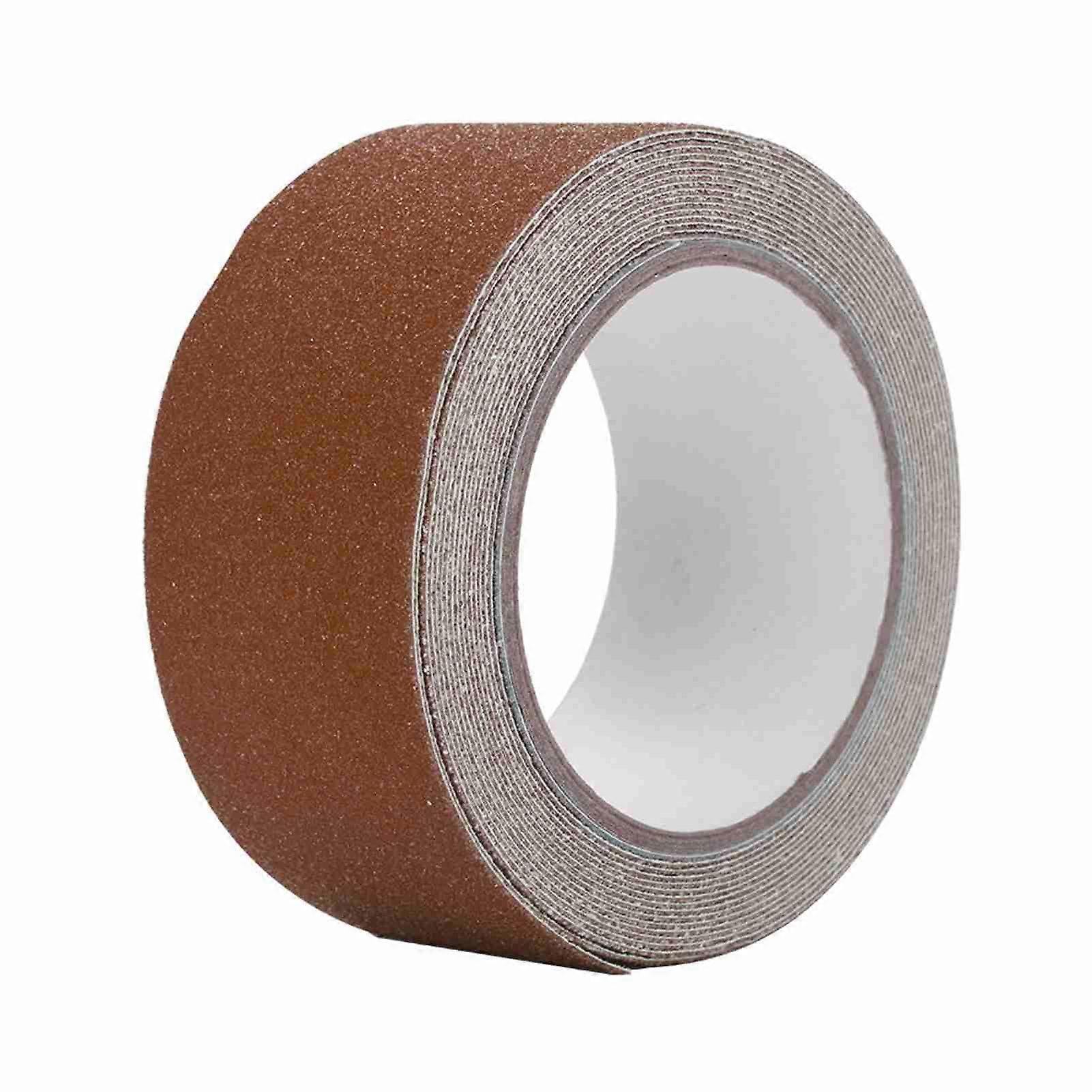 Ruban adhésif antidérapant en PVC coloré 5 m x 5 cm pour décoration de sol et marches d'escalier (marron)