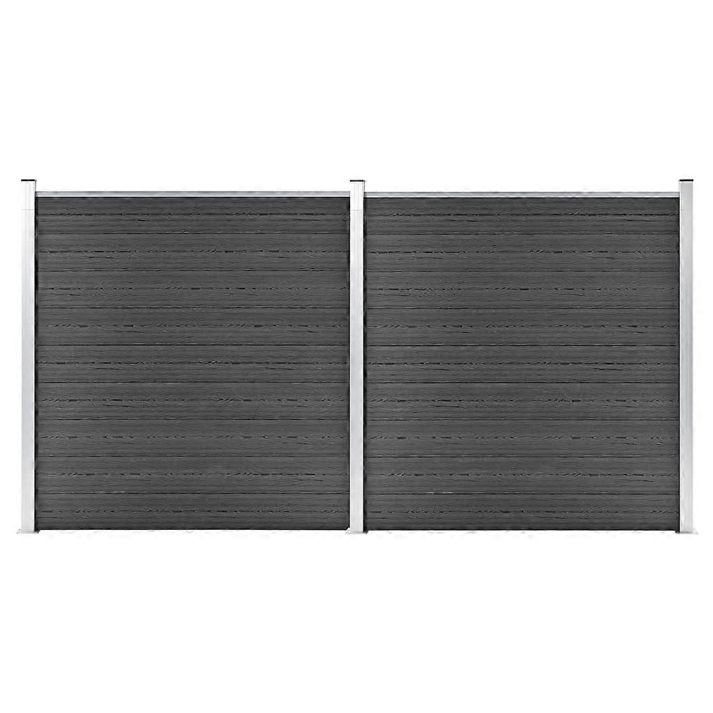 Zaunelement Set WPC 353x186 cm Schwarz