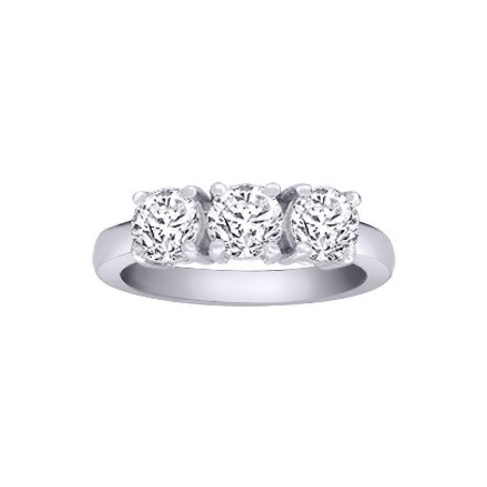 Jewelco London Solid 18ct White Gold 4 Claw Round G SI1 1.5ct Diamond 3 Stone Uniform Trilogy Ring 5mm