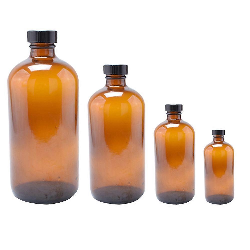 Refillable Glass Bottle Glass Reagent Bottle Adults Storage Container Brown Glass Material 4Pcs