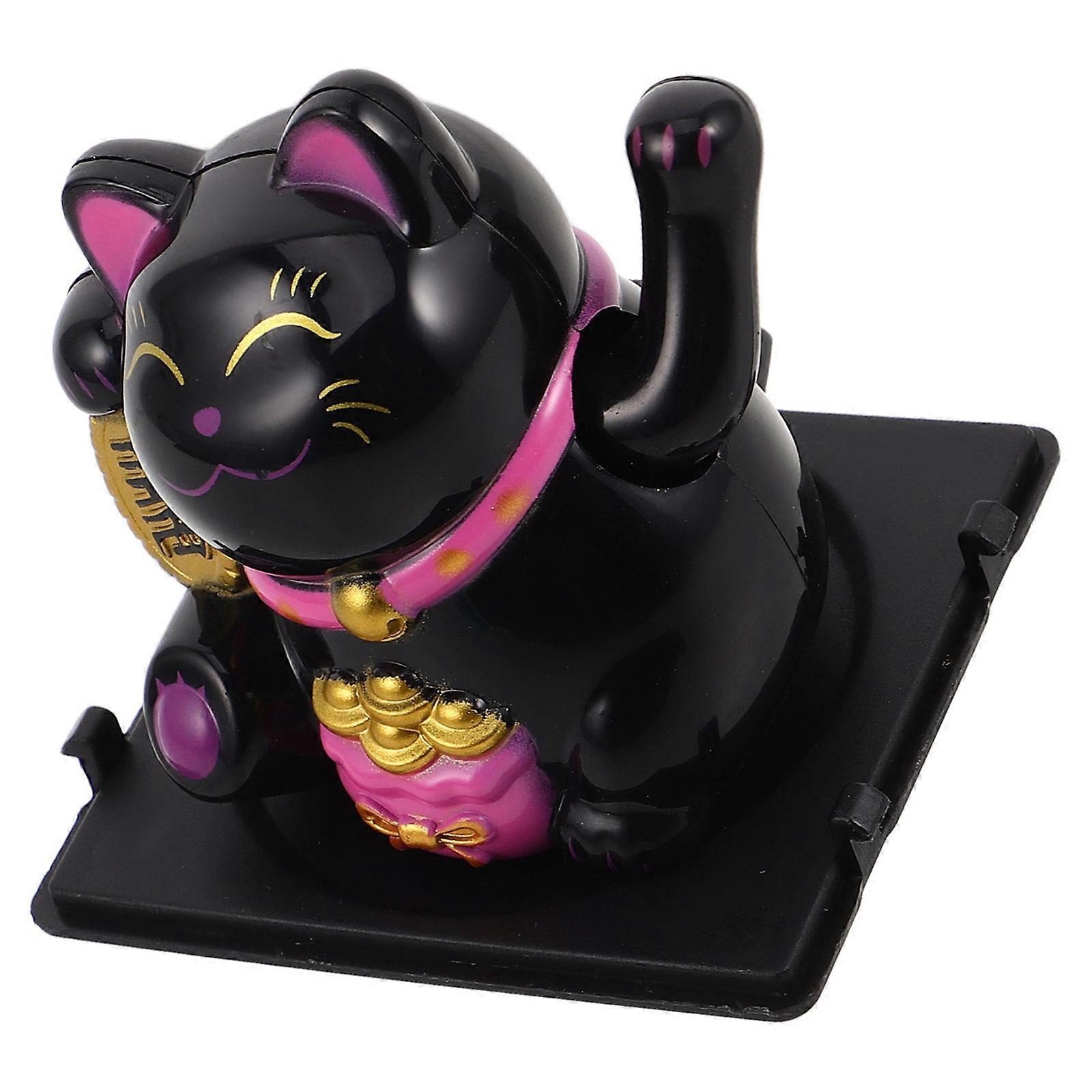 Lucky Cat Waving Arm Cute Cat Figure for Car Dashboard Decor