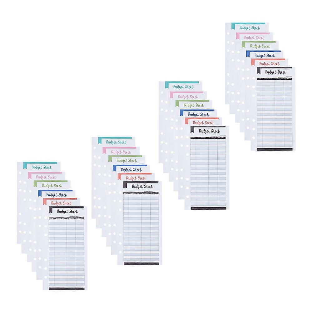 Office Budget Sheets Six-Holes Design Cash Binder Refill Paper Material for Financial Management 1Set