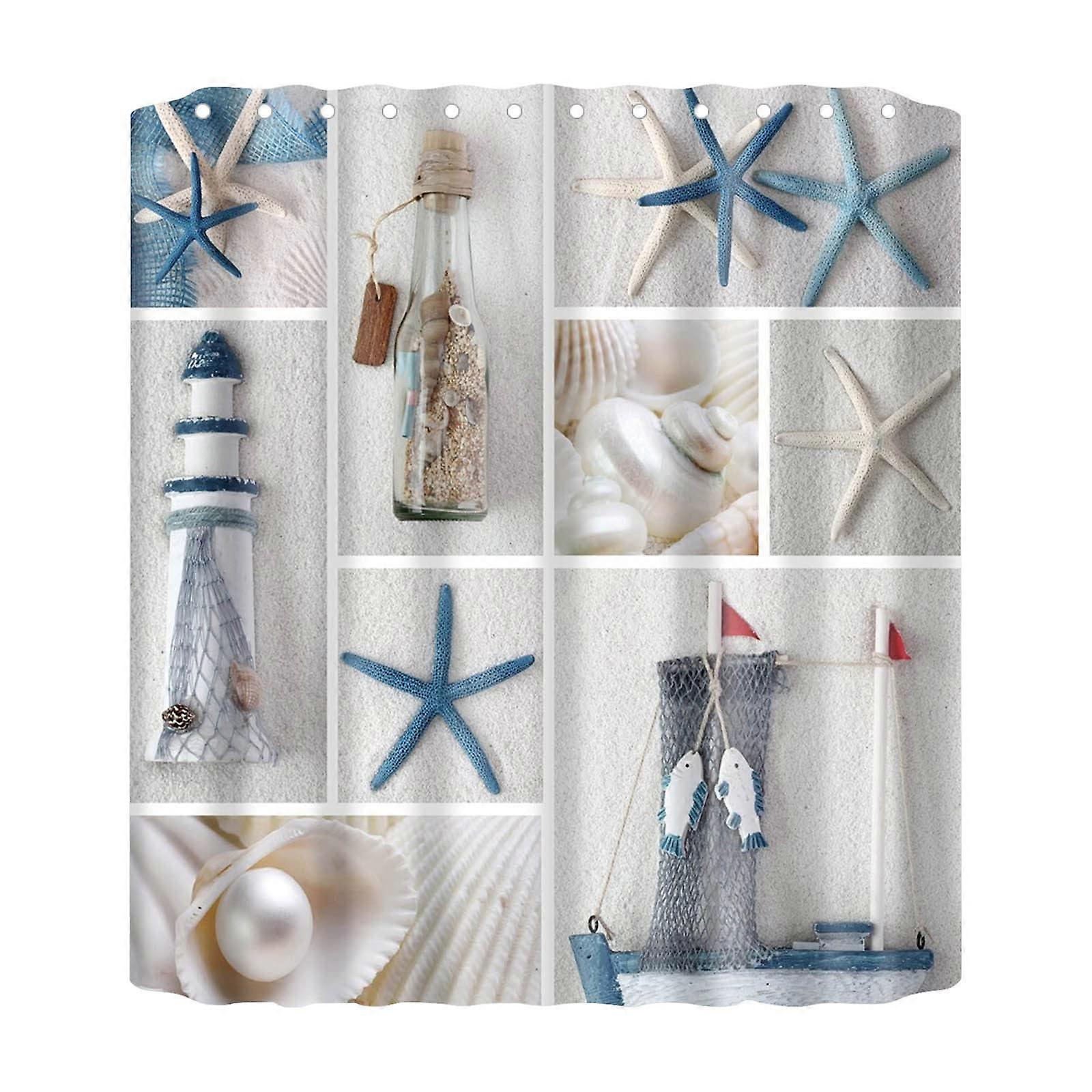 Shower Curtain Extra Large 70 Inch Heavy Duty Fabric, Machine Washable, 12 Plastic Hooks Included, One Size