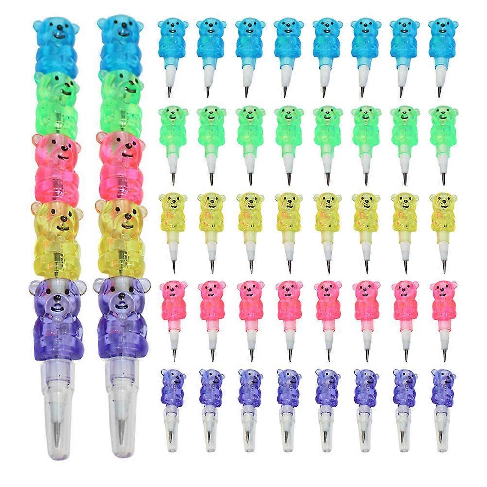 Bear Shaped Stackable Pencils for Kids Writing 48Pcs School Supplies