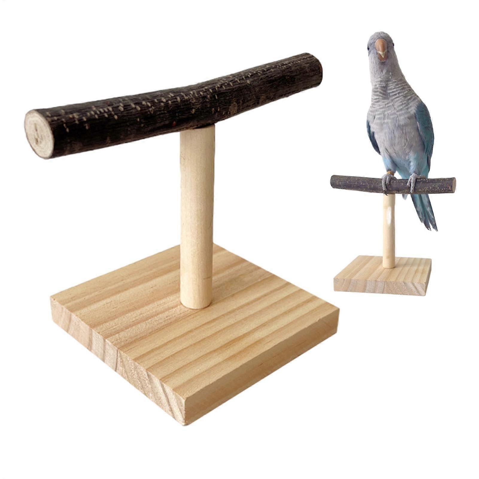 Table Parrot Perch - Parrot Desktop Stand, Natural Wood Bird Cage Stand, Interactive Feeding For Cockatiel, Peony Branch