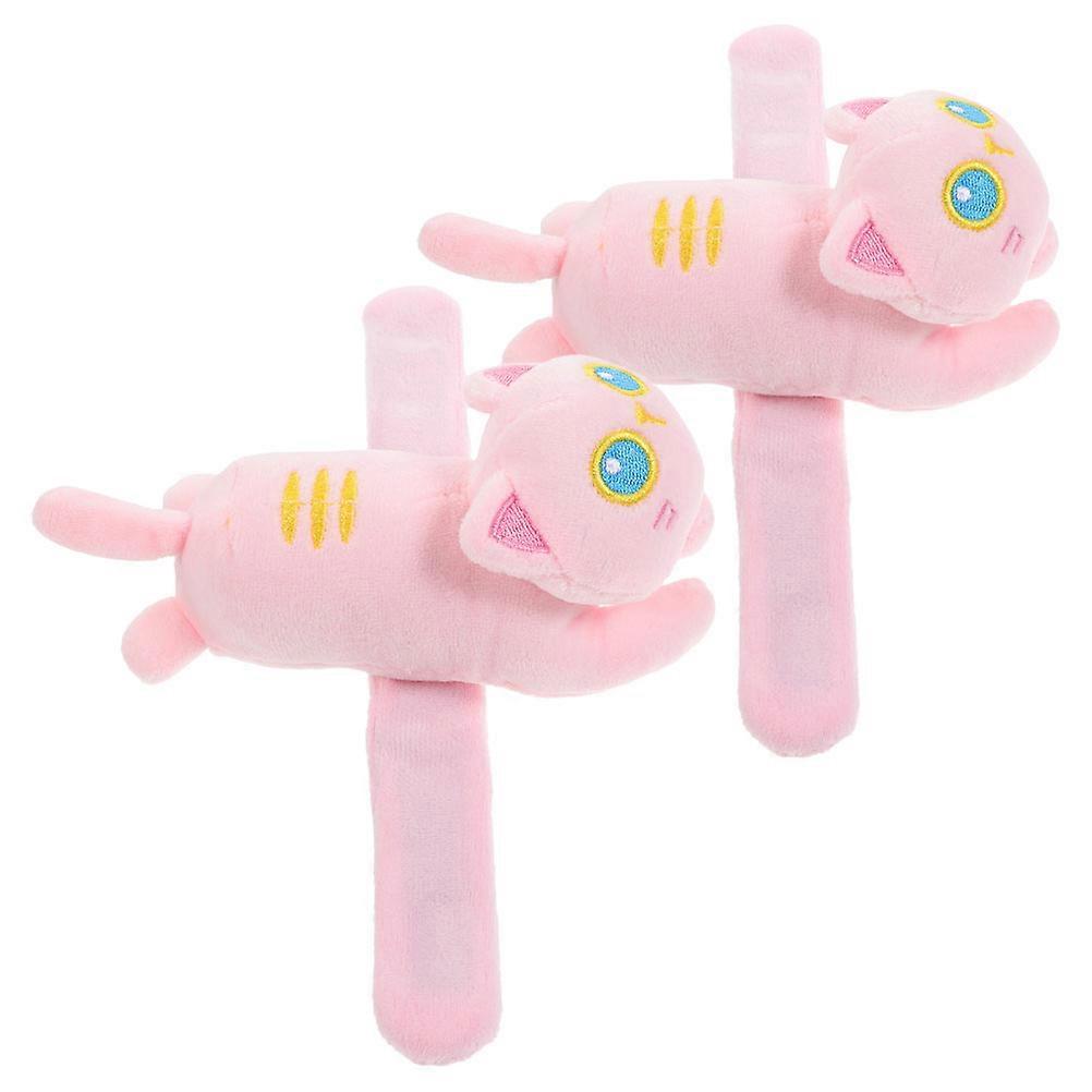 Cat Slap Bracelet Plush Material for Playing 2Pcs Pink Animal Wristbands