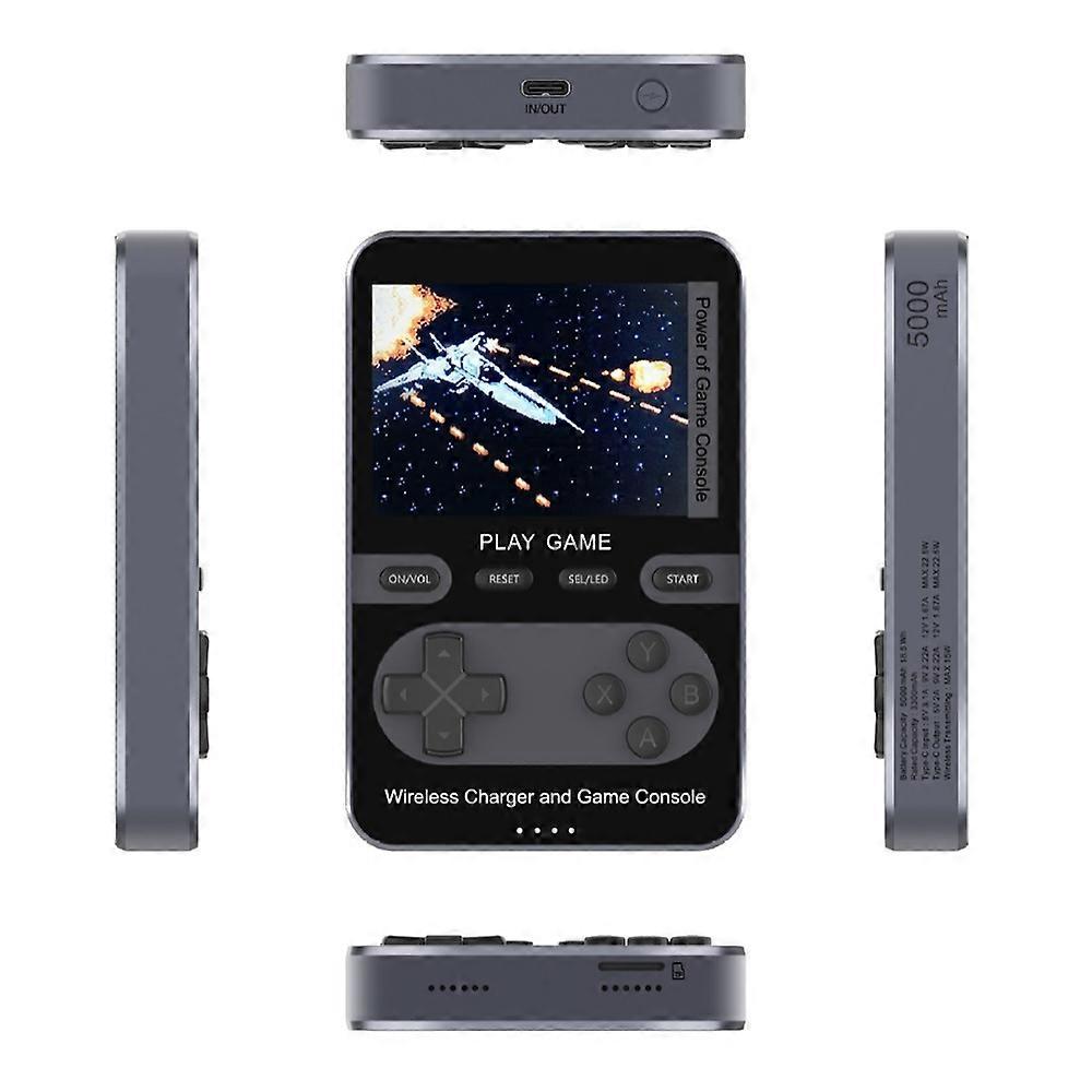 4pc 001 15W Wireless Power Bank Handheld Game Console with 500 Games - Grey