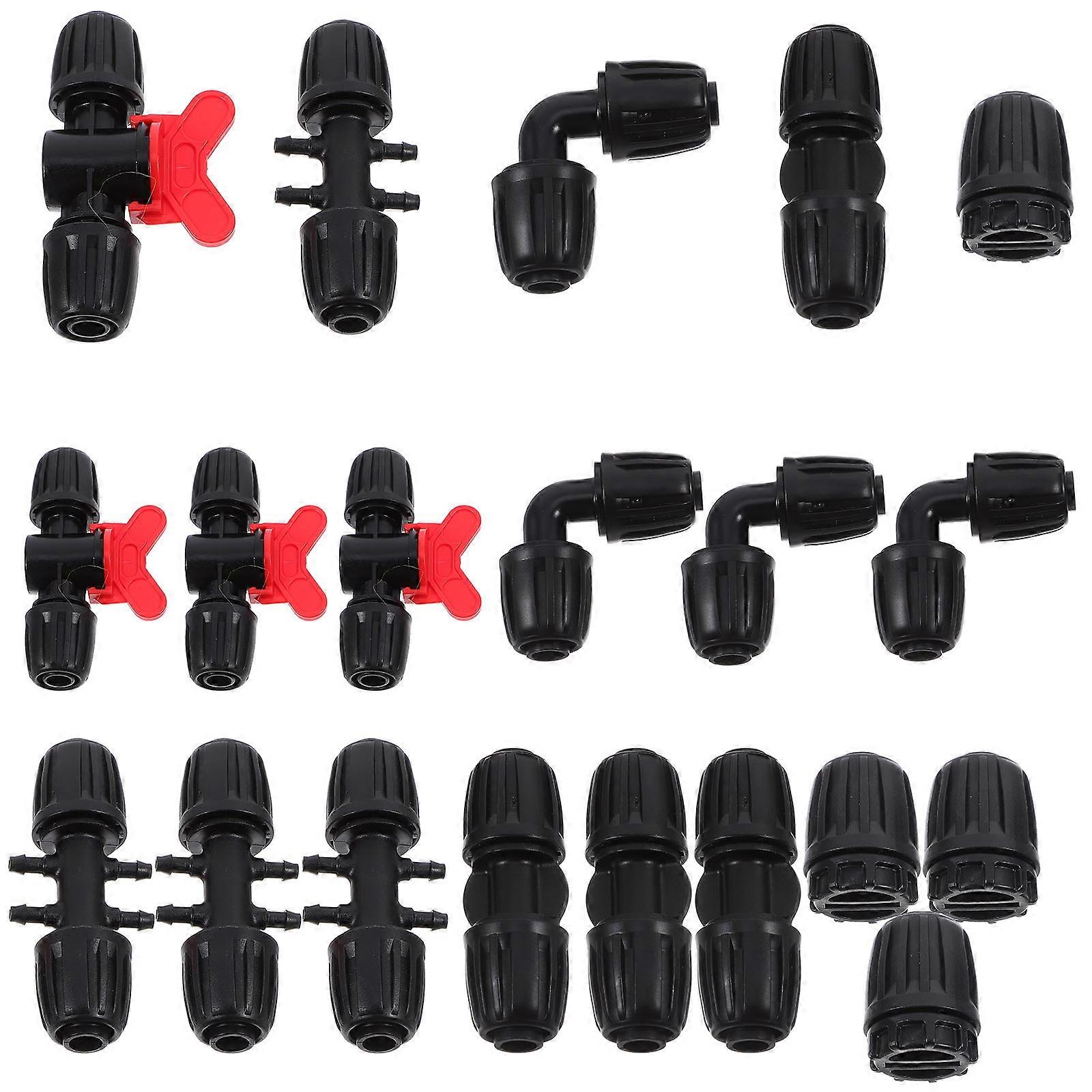 Drip Irrigation Connectors 2 Sets For Agriculture Water Flow Control Black PE Fittings