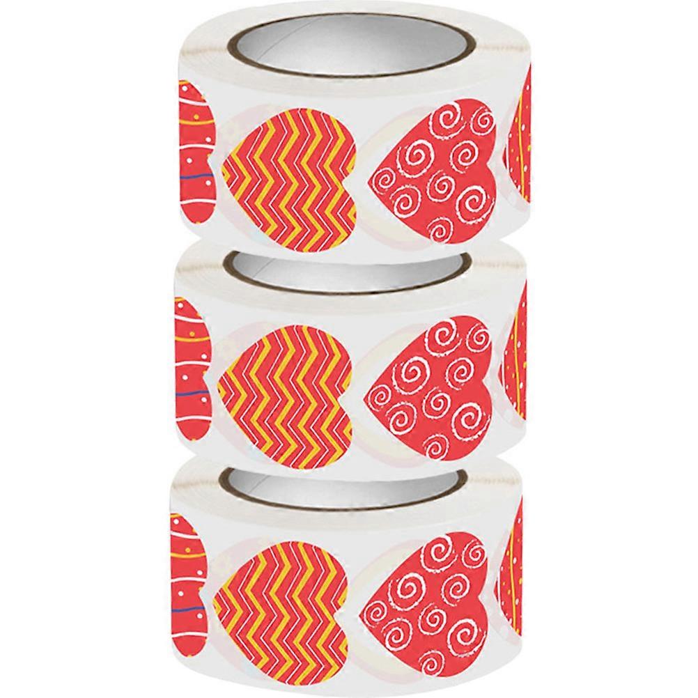 Decorative Label Stickers Heart Shape for Decoration 12 Rolls