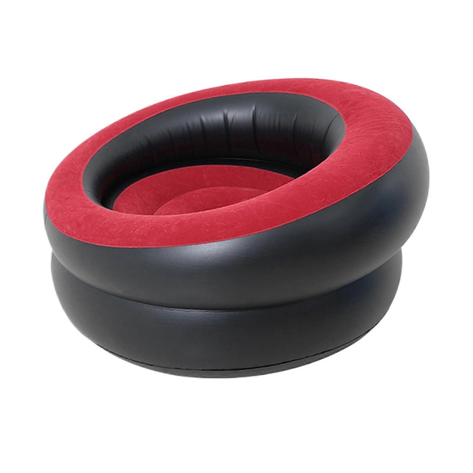 PVC Blow Up Chairs Lazy Sofa 79x79x42 Cm Red Inflatable Gaming Lounger Indoor Outdoor Flocked Surface Ultra Soft