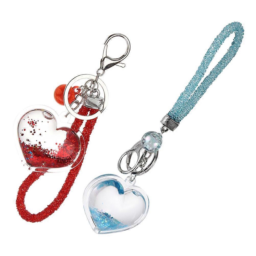 Moving Sand Heart Keychain for Hanging Keys 3Pcs Glitter Accessory
