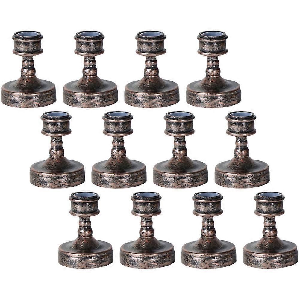 Stylish Taper Candle Holders For Candlelight Dinners 7x5.7cm Dark Brown Elegant Design Decorative Item 12Pcs