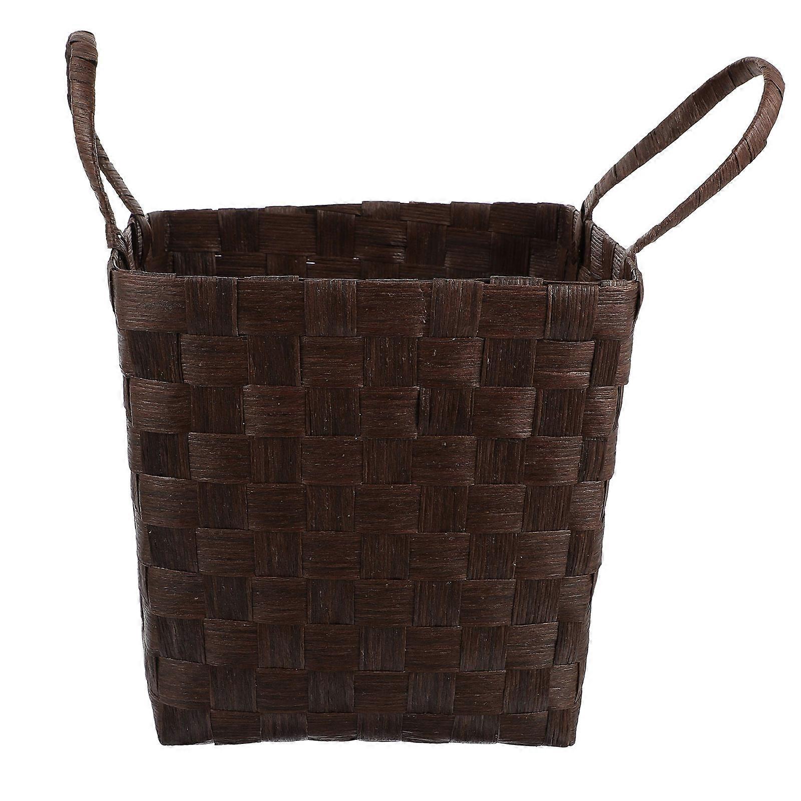 Portable Storage Basket Large Capacity for Storage Use 2Pcs Coffee Tone