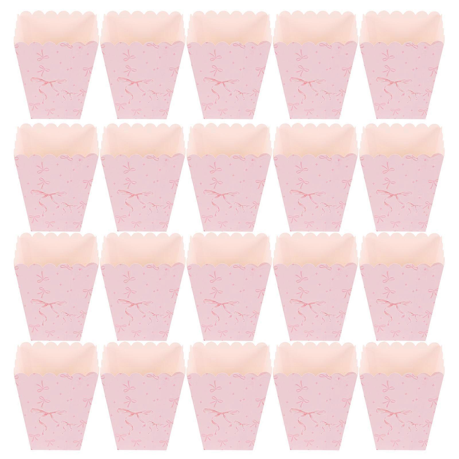 Pink Paper Popcorn Boxes for Party Favor Treats 60Pcs Set