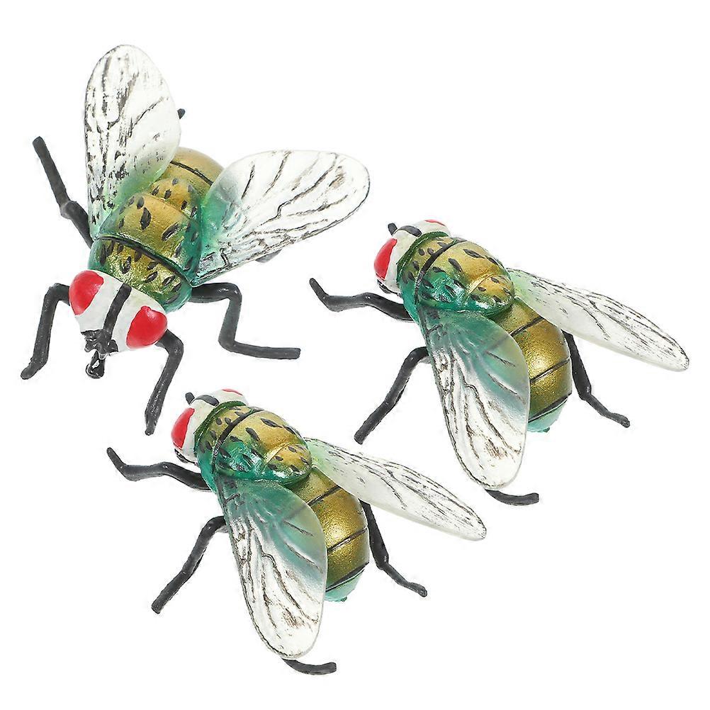 3Pcs Plastic Fly Figurines: Solid Construction Insect Models For Prank Use And Creative Display During Halloween