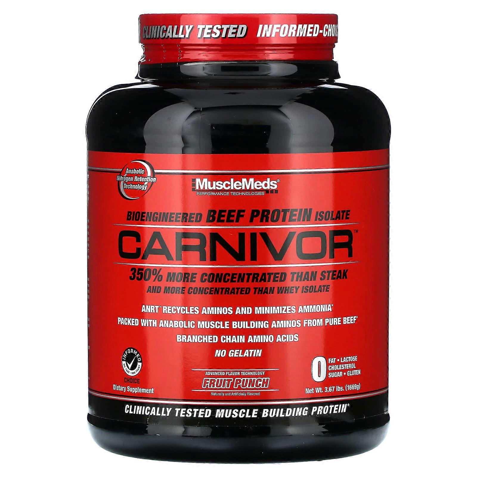 Carnivor, Bioengineered Beef Protein Isolate, Fruit Punch, 3.67 lbs (1,669 g)